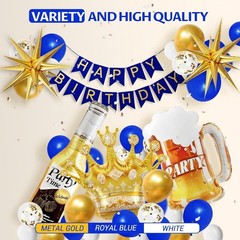 Birthday Decorations Balloons Banner Foil Balloons for Men 121pcs Royal Blue …