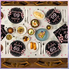 41PCS 60Th Birthday Decorations for Women Vintage Rose Gold Black 1966 Party Sup
