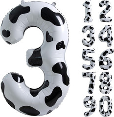 Cow Print Balloon Birthday Decorations Supplies,40 Inch Number 3 Balloon | Cowgi