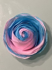 6 Handmade Crepe Paper Flowers BLUE & PINK Gender Reveal Party Decor Streamer 2”