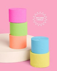 , Summer Party Streamers – 5 Crepe Rolls | Pink, Blue, Green, Orange, Pool De…