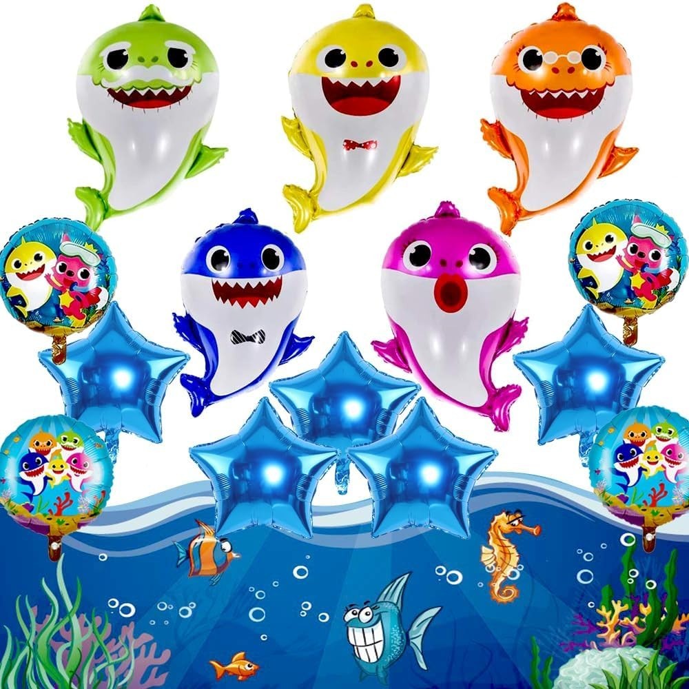 Shark Birthday Party Decorations for Boys and Girls, 26” Balloons XL for Baby Bi