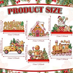6 Pcs Christmas Gingerbread Man Table Decoration Signs Wooden Christmas Table…