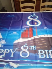 Happy 8th Birthday Banner Backdrop Tapestry Party Supplies 58 X 39 Inches