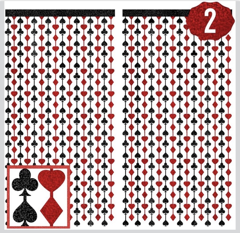 Casino Party Decorations Red and Black Foil Curtains Set of 2 for Birthday