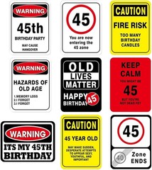 45Th Birthday Party Decorations – 9PCS Wall Signs Funny Tags for Adults 45 Years