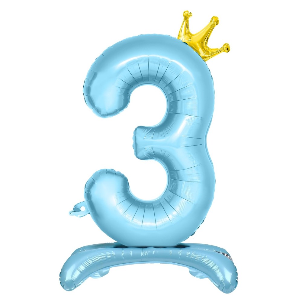 Number Balloons,Standing Number 3 Balloon 32 Inch Blue 3rd Decorations for Bo…