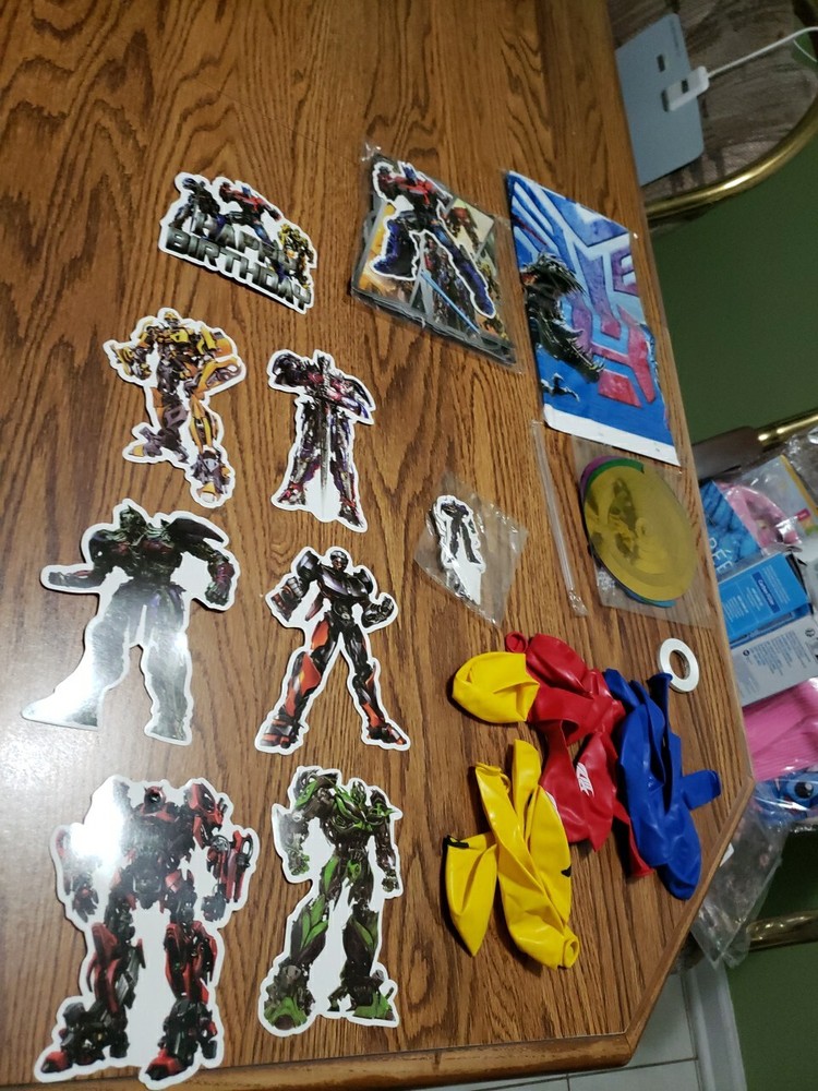 Transformers Birthday Party Supplies Over 50 Pcs Balloons, Cake Topper,Door Sign