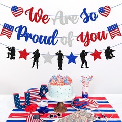 Military Going Away Party Decorations We Are So Proud of You Banner Blue