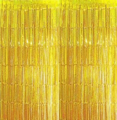Gold Foil Fringe Curtain Tinsel Backdrop Party Decor Photo 9ft wide x 6ft long