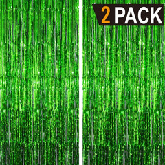 3.2 ft x 9.8 ft Metallic Tinsel Foil Fringe Curtains Party Photo Backdrop Party
