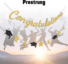Congratulations Banner Gold Graduation Decorations Class of 2026 Prestrung Congr