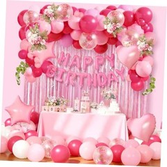 Birthday Decorations for Women Girls, Pink Rose Gold Confetti Foil Hot Pink