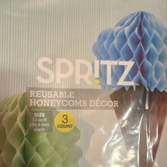 Spritz Reusable Honeycomb Ice Cream Cone Party Décor Multicolor 12″ 3 Count