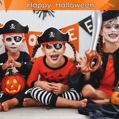 18 Pcs Funny Pirate Party Set- Include 6 Pirate Hats, 6 Eye Patches, 6 Inflatabl