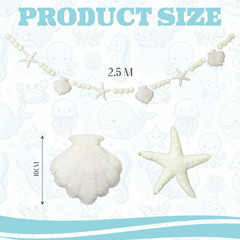 Felt Starfish Seashell Party Banner 8.2 Ft Beach Birthday Party Garland Decorati