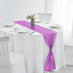 2 Packs 12 x 108 inches Lavender Sequin Table Runner, Glitter Lavender Purple Ta