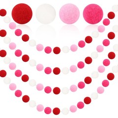4 Pack 26.3 Feet Valentine’s Day Decorations Valentines Felt Garlands 30 Ball…