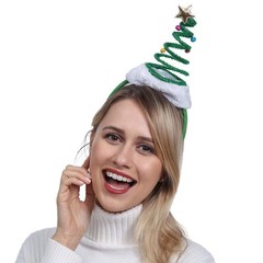 ADJOY Springy Christmas Tree Headband with Bells One Size Fits Most, Green