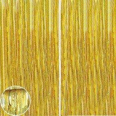2x Metallic Foil Fringe Curtain Tinsel Photo Backdrop Party Birthday Decor 3*8FT