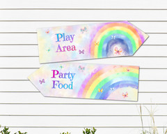 Pink Butterflies & Rainbows Party Decoration Arrows – Any Occasion
