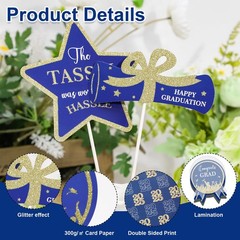 1 PCS Glitter Blue Gold Class Of 2025 Graduation Party Table Centerpieces