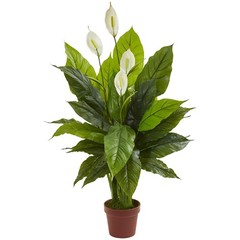 42in Artificial Peace Lily Spathiphyllum, Real 3ft 6in, Green