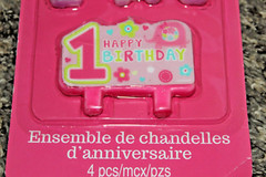 Birthday Candle Set Happy Birthday 4 Piece Pink Animals Giraffe Elephant Monkey