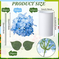 Blue 12 Sets Wedding Flower Table Centerpieces Artificial Hydrangeas with Rus…