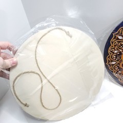 2PK Blue Ramadan Mubarak Decorations Round Wooden Wall Hanging