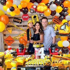 151Pcs Construction Party Supplies – Birthday Decorations, Balloon Arch, Caution