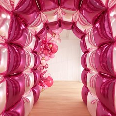 36pcs Hot Pink Square Foil Balloons Wall Backdrop, Double Sided Magenta Mylar…