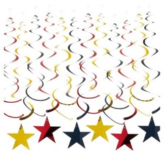 Red Black Gold Star Hanging Swirl Decorations Stars Streamers Foil Swirls for…