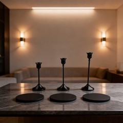 3 Pieces Brass Metal Candlestick Set Conical Shape for Rustic For Home Style