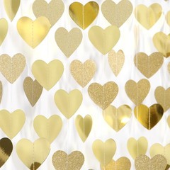 Glitter Champagne-Gold Engagement Party-Decorations Heart-Garland – 52ft Hang…