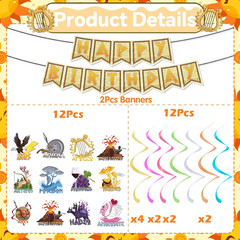 Greek Mythology Birthday Decor, 14PCS Greek Party Banners with Hanging Swirls De