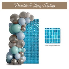 12 Pcs Shimmer Wall Backdrop Panels Square Sequin Party Decoration Blue 3×4 Ft