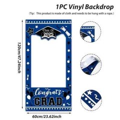 1pc, 2025 Graduation Vinyl Background Photo Frame and 1set Congrats Class