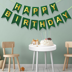 Green Happy Birthday Banner,Dark Green and Gold Party Decorations Sigh for Decor