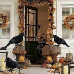 Realistic Black Crow Halloween Prop Fake Bird Scary Raven Feather Decoration UK