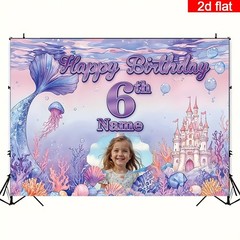 2D flat banner 1pc Customizable Portrait Age Name Birthday Party Banner Decor ☋