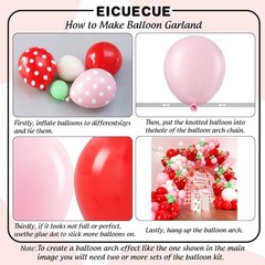 Strawberry Balloons Arch Kit – 153Pcs Different Size Green Red and Pink