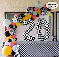 Number 16 Checkered Balloons 40 Inch Giant Race Car Checkered 16 Number Ballo…