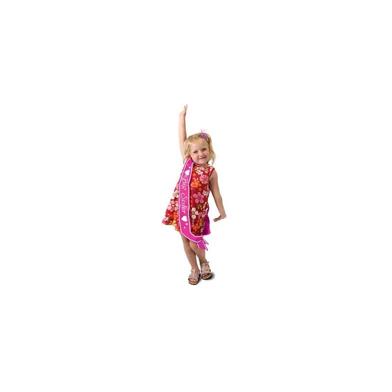 Big Sister Pink Satin Sash White Lettering Hearts Design Fast Shipping