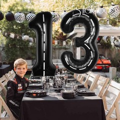 Race Car 40Inch Black 13 Balloon Number Large Helium Race Track 0-9 Giant Dig…