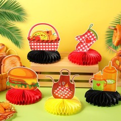 11 Pcs BBQ Party Decorations Honeycomb Centerpieces, Red Gingham Table Topper…