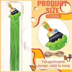 8 Pcs Art Paint Party Decoration Back to Paint Brush Hanging Decorations with…