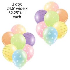 Pastel Balloon Clusters, Cakes & Stacks of Presents Yard Card Fillers, 6pcs