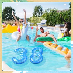 Inflatable Pool Floats Number, 20 Inch Blue Number 0-9 Giant Pool Party Decor…