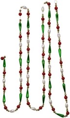 9-Foot Gold, Red, Green and White Round Bead with Water Drop Beaded Garland